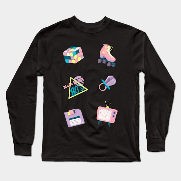 Made in the 80's - Retro Nostalgic 80's Style - 80's Aesthetic Long Sleeve T-Shirt by Alice_creates